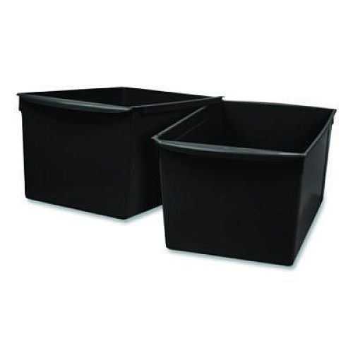Storex Wide Book Bin, 3.82 gal, 9.2" x 14.5" x 7", Black, 6/Pack (71130U06C)