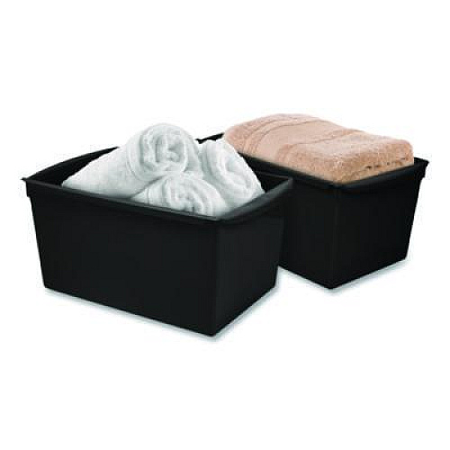 Storex Wide Book Bin, 3.82 gal, 9.2" x 14.5" x 7", Black, 6/Pack (71130U06C)