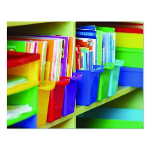Storex Small Book Bin, 1.5 gal, 4.5" x 11.75" x 8.5", Assorted Bright Colors, 6/Pack (70113U06C)