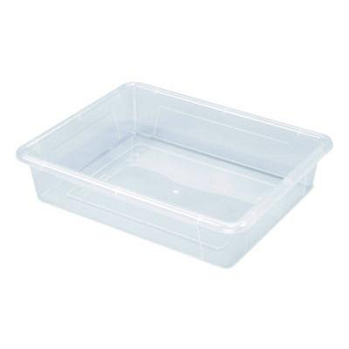 Storex Storage Tray, Flat, 1.69 gal, 10.65" x 13.17" x 2.96", Translucent, 5/Pack (62565U05C)