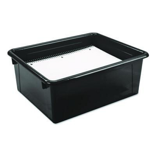 Storex Storage Tray, Deep, 2 gal, 10.65" x 10.65" x 5.2", Black, 5/Pack (62523U05C)