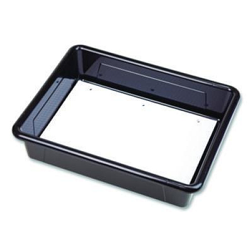Storex Storage Tray, Flat, 102.4 oz, 10.65" x 10.65" x 2.96", Black, 5/Pack (62516U05C)