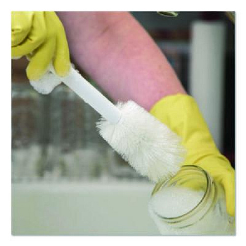 Carlisle Sparta Handle Bottle Brush, Pint, White Polyester Bristles, 4.5" Brush, 7.5" White Plastic Handle (4046600)