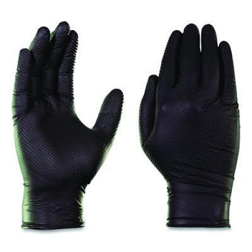 GloveWorks by AMMEX Nitrile Exam Gloves, Powder-Free, Large, 7 mil Thick, 9.5" Long, Black, 100/Box, 10 Boxes/Carton (GWBEN46100CT)