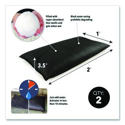 Quick Dam Flood Bags, 12" x 24" x 3.5", 2/Pack (QD12242)