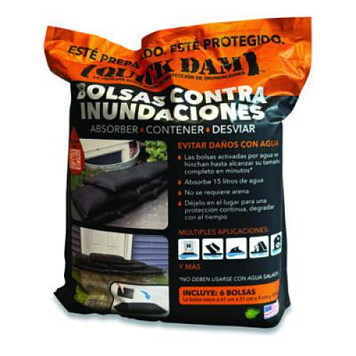 Quick Dam Flood Bags, 12" x 24" x 3.5", 6 Bags/Pack (QD12246ES)