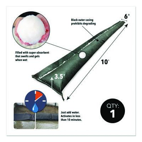 Quick Dam Flood Barriers, 6" x 10 ft x, 3.5", 1 Barrier (QD6101ES)