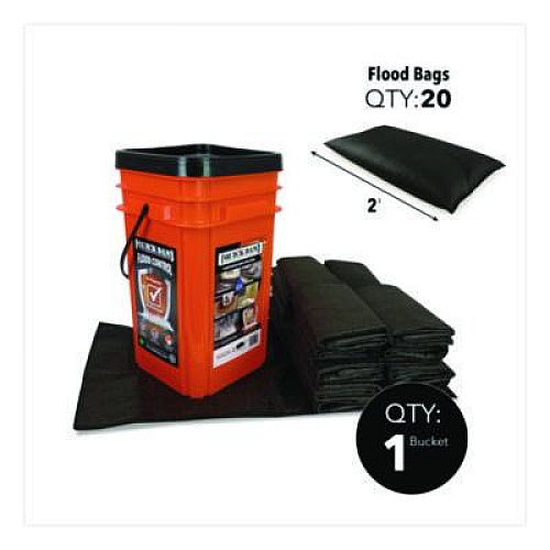Quick Dam Outdoor Grab and Go Bucket Kit, (1) Bucket, (20) Flood Bags (QDGGFB20)