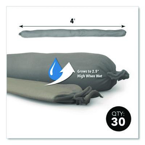 Quick Dam Water Dams, 2.5" x 4 ft x 2.5", Gray, 30/Box (WUB2430G)