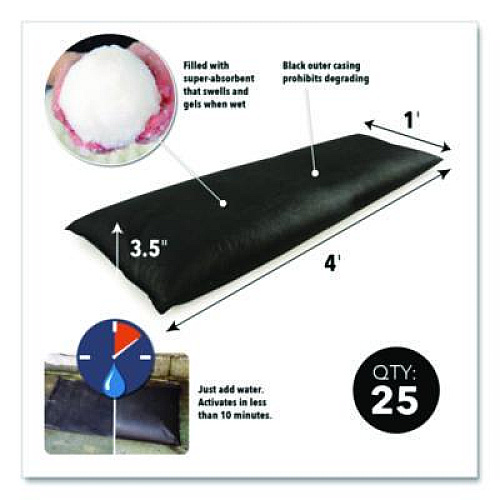 Quick Dam Flood Bags, 12" x 48" x 3.5", 25/Box (QD124825)
