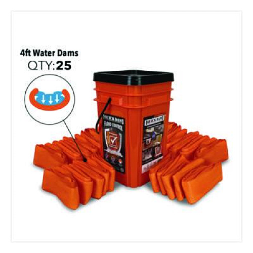 Quick Dam Indoor Bucket Kit, (1) Bucket, (25) 4 ft Water Dams (WUGG425)