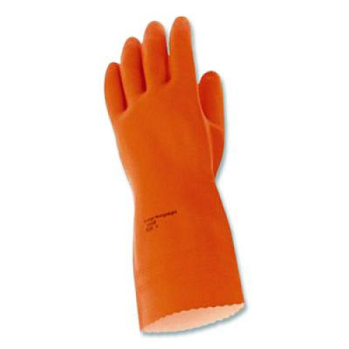 Ansell Alphatech 87-208 Heavyweight Gloves, Large, Orange, 144 Pairs/Carton (2089CT)