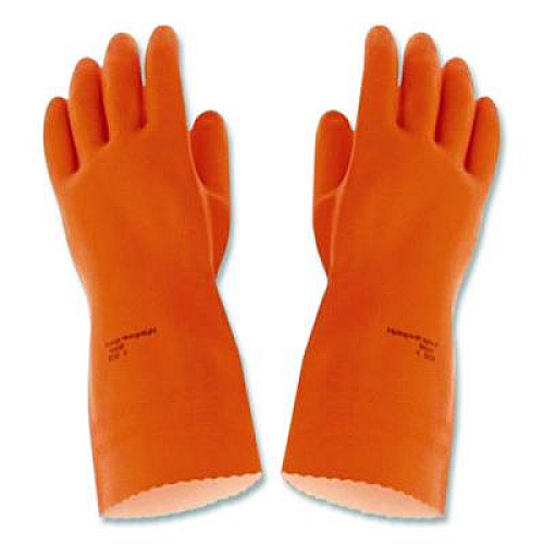 Ansell Alphatech 87-208 Heavyweight Gloves, Large, Orange, 144 Pairs/Carton (2089CT)