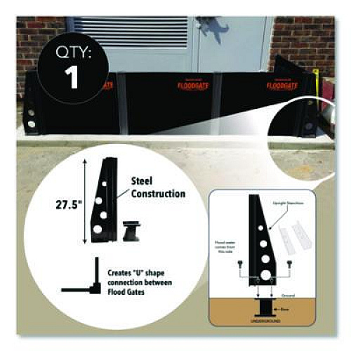 Quick Dam Flood Gate 3-Way Stanchion Set, 11" x 36" x 7" (QDFGST3WC)