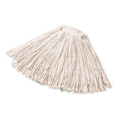 Rubbermaid Commercial Non-Launderable Premium Cut-End Cotton Wet Mop Head, 16 oz, White, 1" White Band, 12/Carton (F11612)