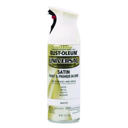 Rust-Oleum Universal Premium Spray Paint, Satin White, 12 oz Aerosol Can, 6/Carton (245210)