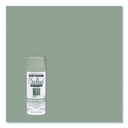 Rust-Oleum Ultra Matte Chalked Paint, Matte Country Gray, 12 oz Aerosol Can, 6/Carton (302593)