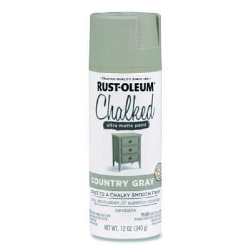 Rust-Oleum Ultra Matte Chalked Paint, Matte Country Gray, 12 oz Aerosol Can, 6/Carton (302593)
