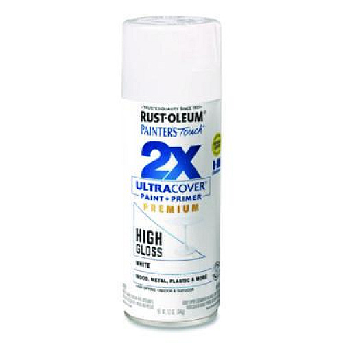 Rust-Oleum Painter's Touch 2X Ultra Cover Spray Paint, High Gloss White, 12 oz Aerosol Can, 6/Carton (331171)