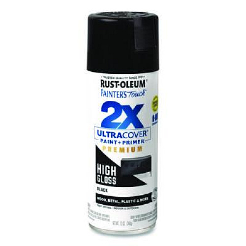 Rust-Oleum Painter's Touch 2X Ultra Cover Spray Paint, High Gloss Black, 12 oz Aerosol Can, 6/Carton (331172)