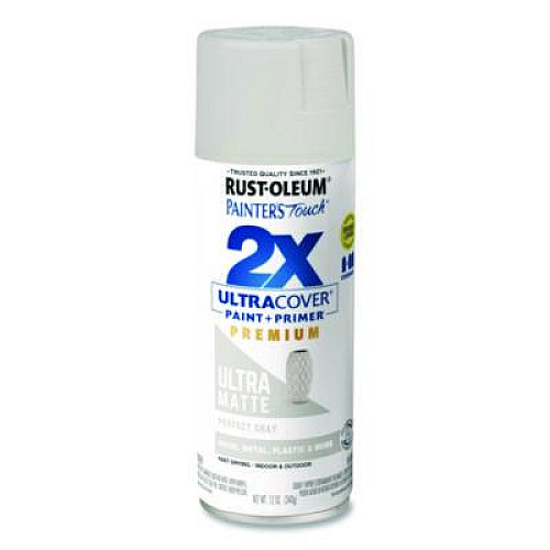 Rust-Oleum Painter's Touch 2X Ultra Cover Spray Paint, Ultra Matte Gray, 12 oz Aerosol Can, 6/Carton (331184)