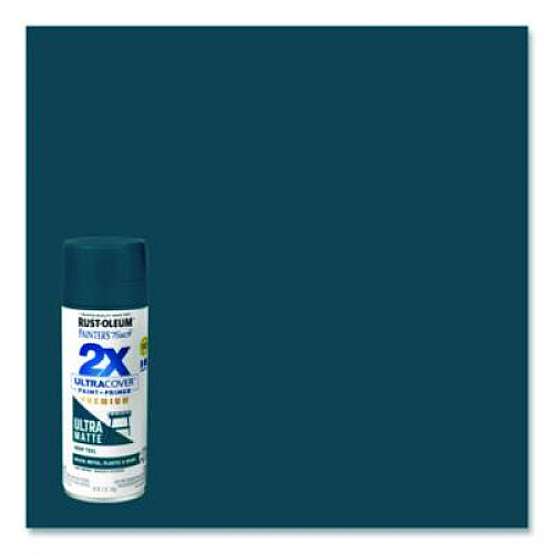 Rust-Oleum Painter's Touch 2X Ultra Cover Spray Paint, Ultra Matte Teal, 12 oz Aerosol Can, 6/Carton (331185)