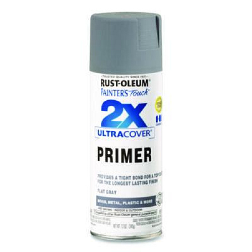Rust-Oleum Painter's Touch 2X Ultra Cover Spray Paint, Flat Gray, 12 oz Aerosol Can, 6/Carton (334017)