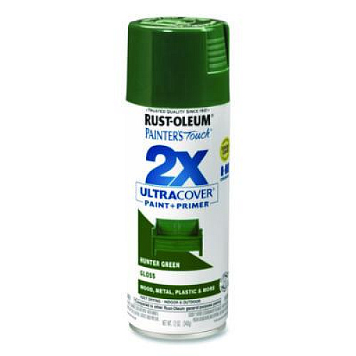 Rust-Oleum Painter's Touch 2X Ultra Cover Spray Paint, Gloss Hunter Green, 12 oz Aerosol Can, 6/Carton (334034)