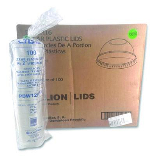 Plastifar PET Lids, Fits 5 oz and 8 oz Sundae Cup, 100/Sleeve, 10/Sleeves/Carton (18431)