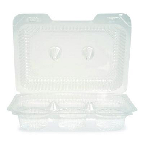 Plastifar Bakery Containers, Muffin/Cupcake, 7.25 x 9.88 x 3.13, Clear, 250/Carton (18200)