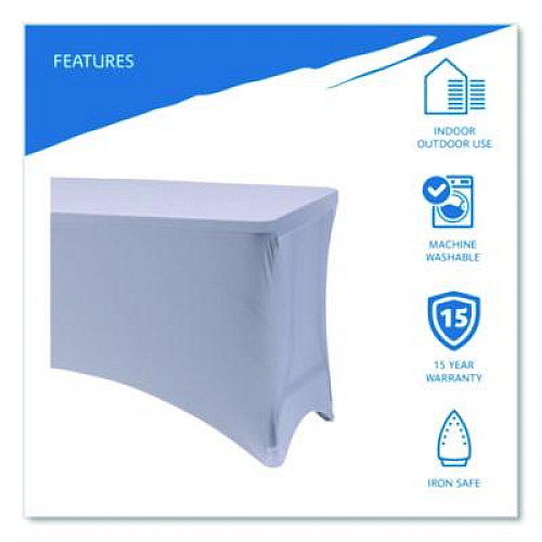 Iceberg iGear Fabric Table Cover, Polyester/Spandex, 30" x 72", White (16523)