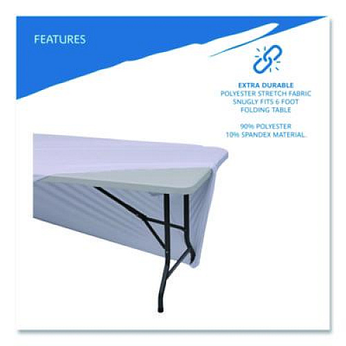 Iceberg iGear Fabric Table Cover, Polyester/Spandex, 30" x 72", White (16523)