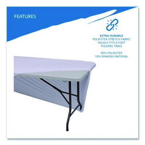 Iceberg iGear Fabric Table Cover, Polyester/Spandex, 30" x 96", White (16533)