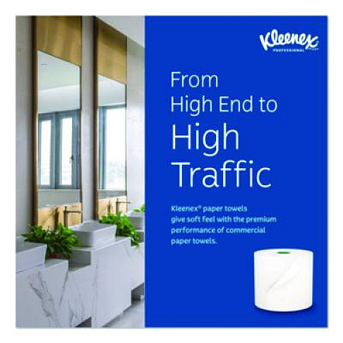 Kleenex Hard Roll Paper Towels with Premium Absorbency Pockets with Colored Core, Green Core, 1-Ply, 7.5" x 700 ft, White, 6 Rolls/CT (25630)