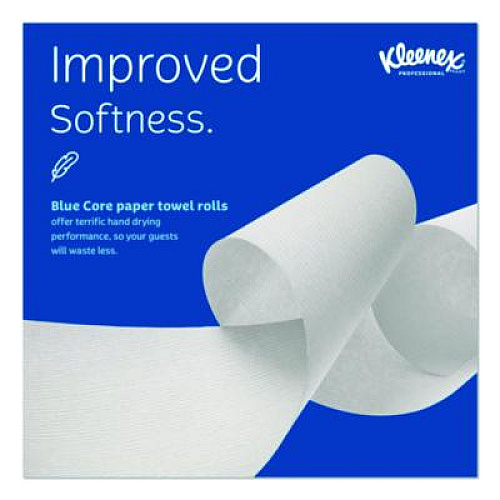 Kleenex Hard Roll Paper Towels with Premium Absorbency Pockets with Colored Core, Gray Core, 1-Ply, 7.5" x 700 ft, White, 6 Rolls/CT (25639)