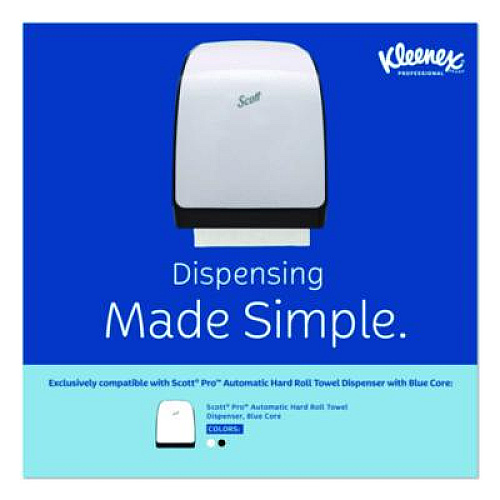 Kleenex Hard Roll Paper Towels with Premium Absorbency Pockets with Colored Core, Gray Core, 1-Ply, 7.5" x 700 ft, White, 6 Rolls/CT (25639)