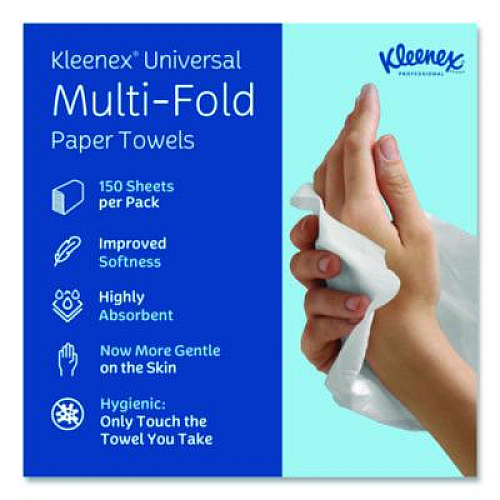 Kleenex Multi-Fold Paper Towels, Convenience, 9.2 x 9.4, White, 150/Pack, 8 Packs/Carton (02046)