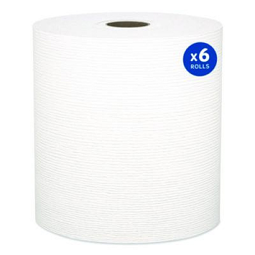Kleenex Universal Hard Roll Paper Towels with Premium Absorbency Pockets, 1-Ply, 8" x 600 ft, 1.75" Core, White, 6 Rolls/Carton (50606)