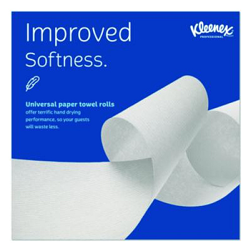 Kleenex Universal Hard Roll Paper Towels with Premium Absorbency Pockets, 1-Ply, 8" x 600 ft, 1.75" Core, White, 6 Rolls/Carton (50606)