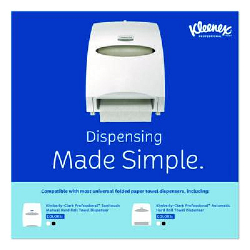 Kleenex Universal Hard Roll Paper Towels with Premium Absorbency Pockets, 1-Ply, 8" x 600 ft, 1.75" Core, White, 6 Rolls/Carton (50606)