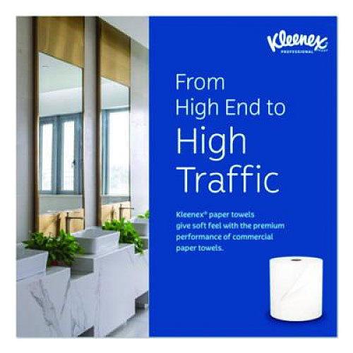 Kleenex Universal Hard Roll Paper Towels with Premium Absorbency Pockets, 1-Ply, 8" x 600 ft, 1.75" Core, White, 6 Rolls/Carton (50606)