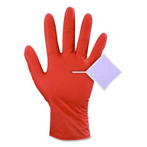 GloveWorks by AMMEX Ultra Industrial Flock-Lined Nitrile Disposable Gloves, Medium, 8 mil Thick, 9.06" Long, Orange, 50/Box, 10 Boxes/Carton (GWUOFN44050)