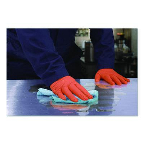GloveWorks by AMMEX Ultra Industrial Flock-Lined Nitrile Disposable Gloves, Medium, 8 mil Thick, 9.06" Long, Orange, 50/Box, 10 Boxes/Carton (GWUOFN44050)