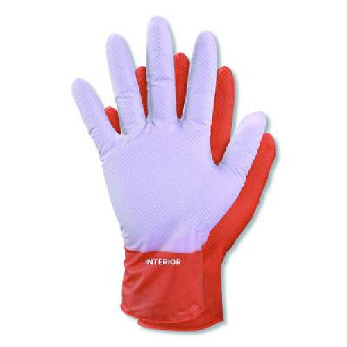 GloveWorks by AMMEX Ultra Industrial Flock-Lined Nitrile Disposable Gloves, Medium, 8 mil Thick, 9.06" Long, Orange, 50/Box, 10 Boxes/Carton (GWUOFN44050)