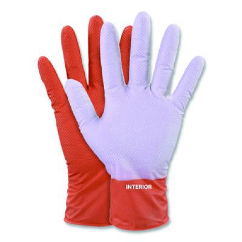 GloveWorks by AMMEX Ultra Industrial Flock-Lined Nitrile Disposable Gloves, X-Large, 8 mil Thick, 9.06" Long, Orange, 50/Box, 10 Boxes/Carton (GWUOFN48050)