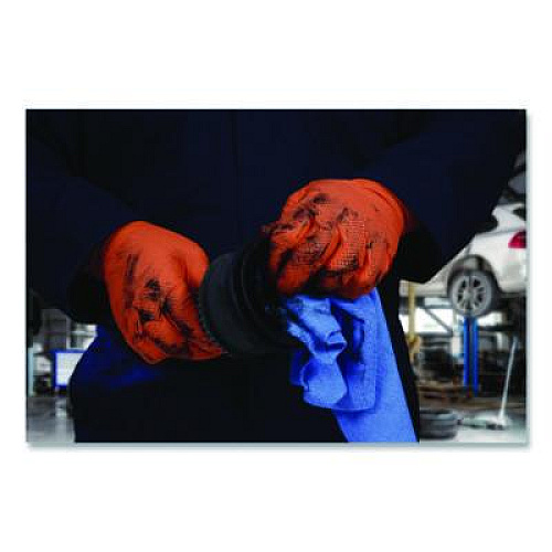 GloveWorks by AMMEX Ultra Industrial Flock-Lined Nitrile Disposable Gloves, XX-Large, 8 mil Thick, 9.06" Long, Orange, 50/Box, 10 Boxes/Carton (GWUOFN49050)