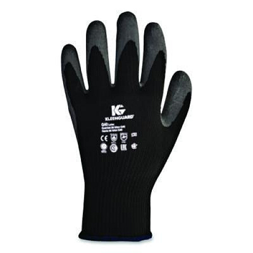 KleenGuard G40 Latex Coated Gloves, EN388: 2142, Medium (Size 8), Gray/Black, 12 Pairs (97271)