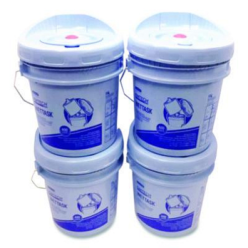 Kimtech W Aviation Wet Wipe System Bucket, 1 gal, Blue/Gray, 4/Carton (28646)