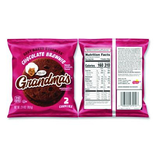 Grandma's Cookies - Single Serve, Chocolate Brownie, 2.5 oz Packet, 60/Carton (FRI10310)