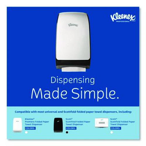 Kleenex Premiere Folded Towels, 1-Ply, 9.4 x 12,4, White, 120/Pack, 25 Packs/Carton (13254)